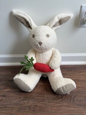 Pottery Barn Kids Zoe Bunny Pillow Ivory Sherpa Plush Rabbit with Carrot